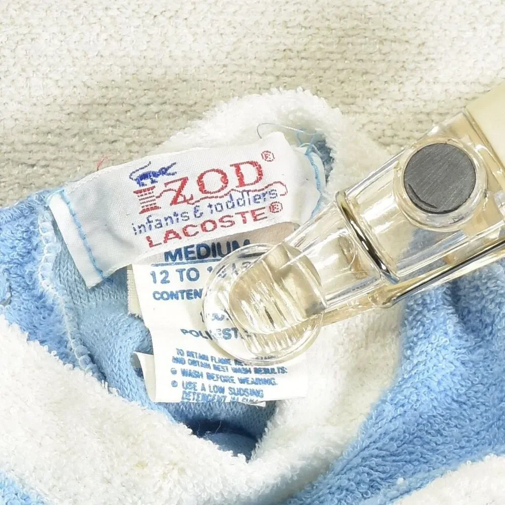 VTG 80s IZOD Lacoste Baby Blue Terrycloth Footed Sleeper M 12-18 lbs Long Sleeve
